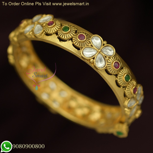 Trending Gold Bangles Design with Kundan Stones - Real-Like Jewelry B25155