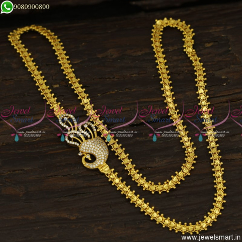 Trending Peacock Mugappu Chains Gold Catalogue Inspired Covering Jewellery C23641