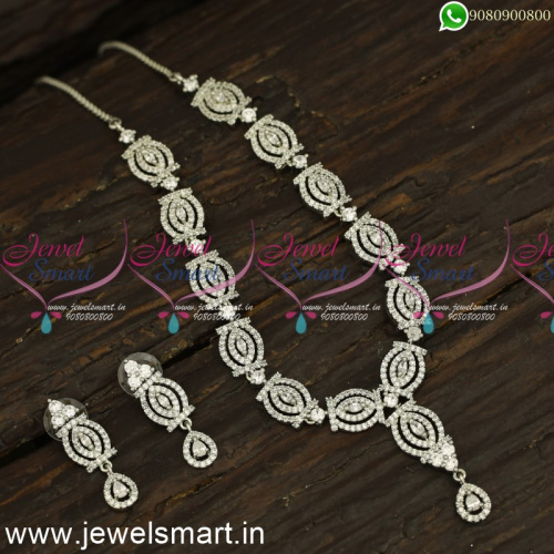Trending Silver Necklace Designs Glowing CZ Jewellery Ideas For Wedding NL24244