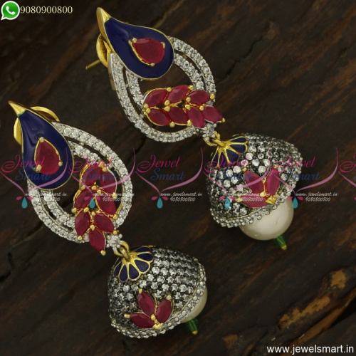Trendy CZ Antique Jhumka Earrings A Kind of Fusion Meenakari Jewellery 