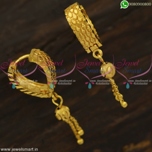Trendy Hoop Earrings Chain Bead Drops Fashion Jewellery Gold Design Collections ER22211