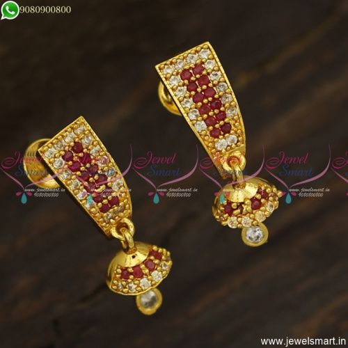 Trendy Small J Style Kammal Designs With Tiny Jhumka Gold Plated Jewellery ER23582