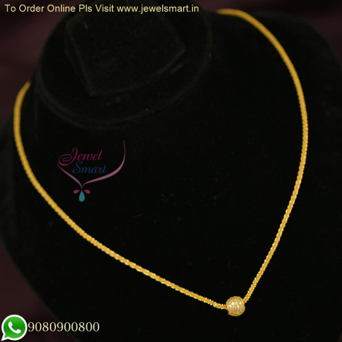 Elegant Twisted Gold Chain with CZ Stone Ball - Chic South Indian Covering Jewelry C26443