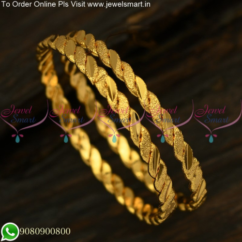 Twisted Neli Valayal Baby Bangles Gold Plated Smooth Finish For Tender Skin B25208