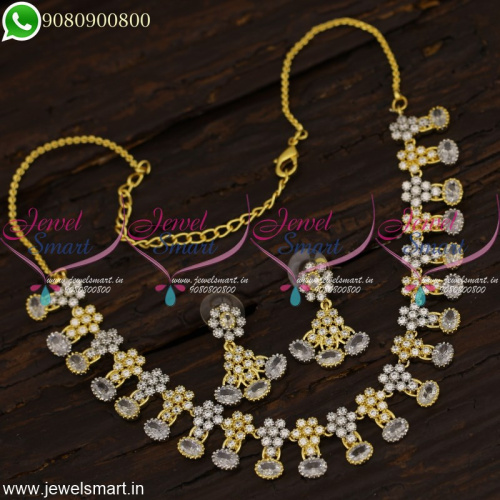Two Tone Dual Colour Plated Necklace Set Gold And Silver Combination