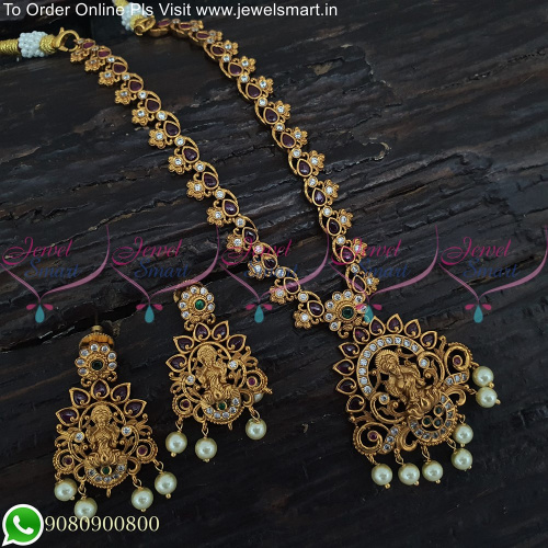 Unique Thin Gold Necklace Designs With Laxmi God Pendant NL25135