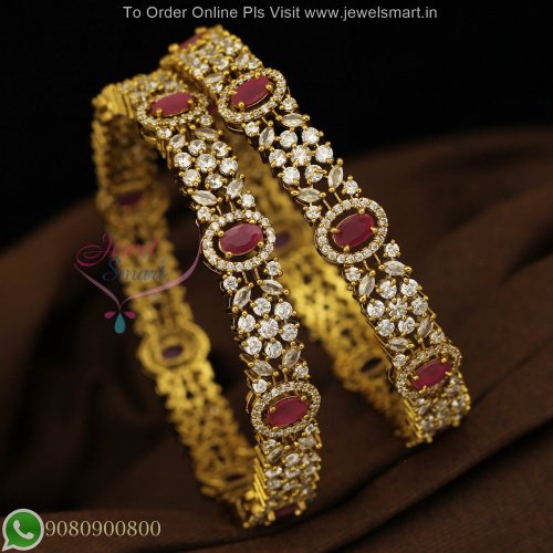 Victorian Style Oxidised Bangles with CZ Stones – Ruby Red & Emerald Green Party Wear B27251