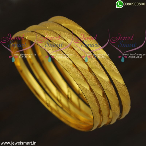 Wave Design New Model Gold Covering Bangles Set Set For Daily Wear 4 Pieces 