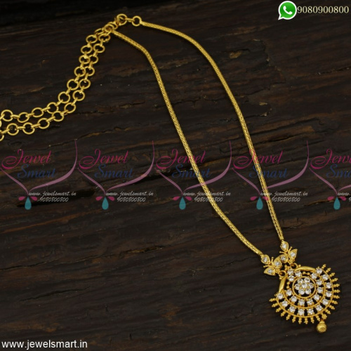 White Stone Attigai South Indian Chain With Pendant Gold Plated Jewellery NL23129