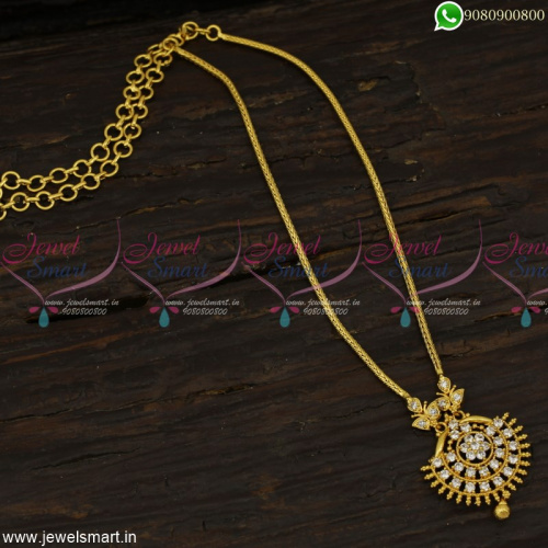 White Stone Attigai South Indian Chain With Pendant Gold Plated Jewellery NL23129