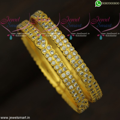 White Stone Gold Bangles Design Getti Valayal South Indian Fashion Online