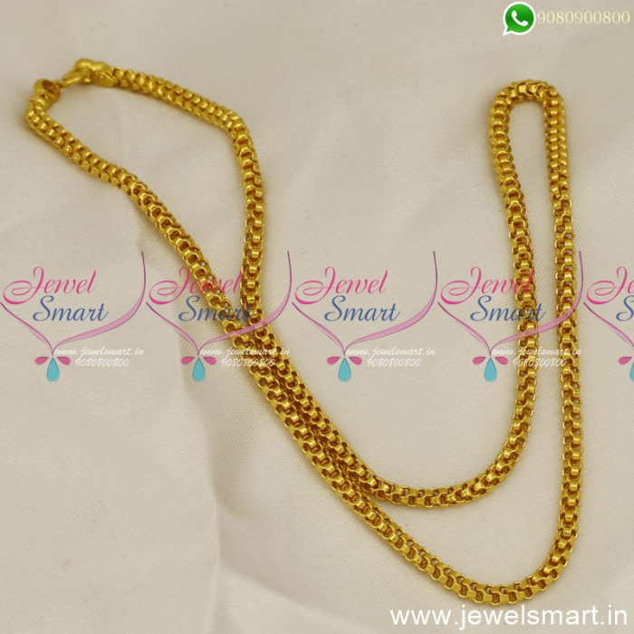 C0870 18 Inches Gold Plated Fancy Cutting Design Short Chain Daily Wear ...