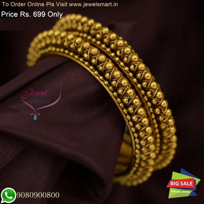 2.8 Size Antique Gold Design Bangles Beads Model Special Clearance Sale B26657
