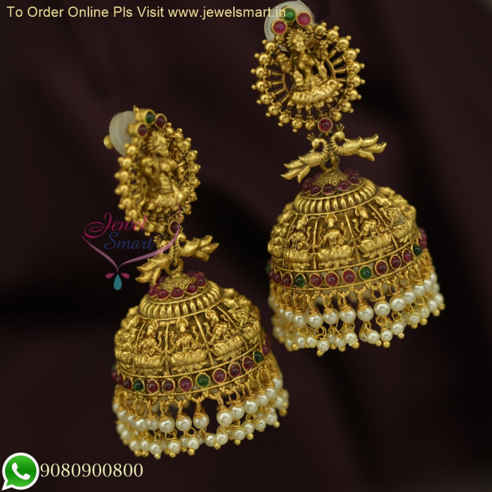 amazing temple jhumka earrings premium handmade gold 3467
