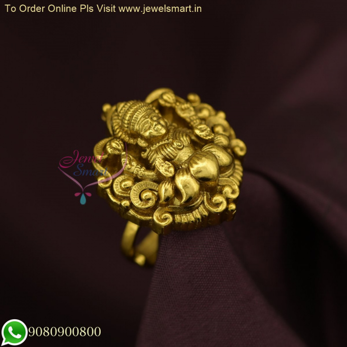 Yellow 22kt Antique Gold Ring for Women | RATNALAYA JEWELLERS