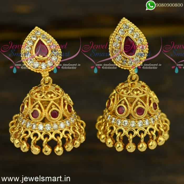 New 1 Gram Gold Jhumki Plain Earring Floral Designs Shop Online ER3694