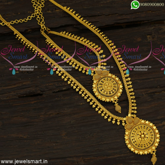 Classic Combo Long Necklace Ideas For Wedding Plain Gold