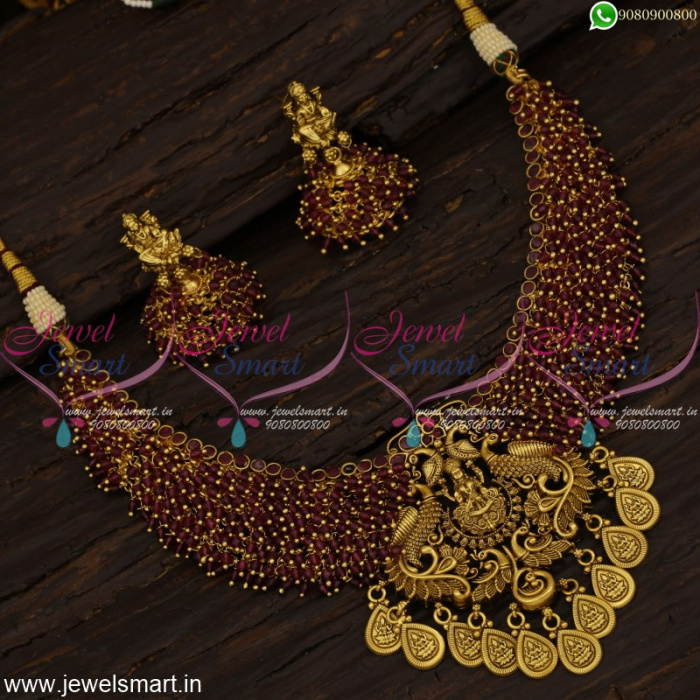 Crystal Beads Temple Necklace New Trendy Jewellery Set South Indian NL21381