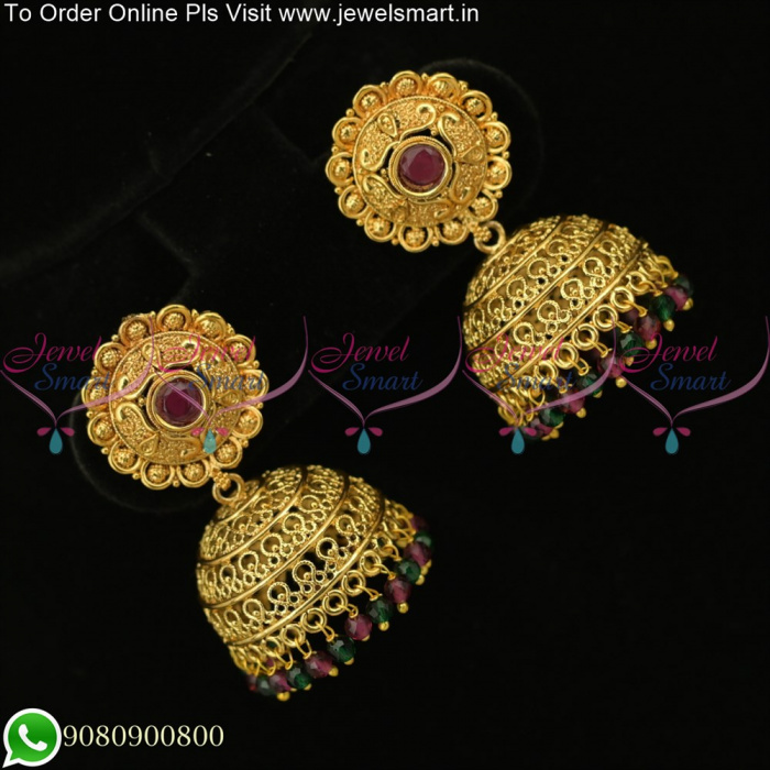 Hook Type Jhumkas In Gold | manonthelam.com