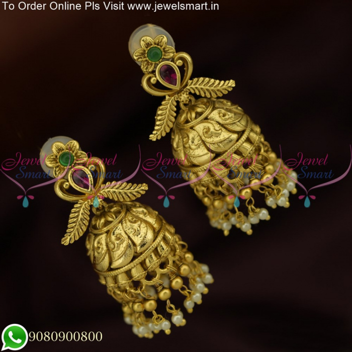 MEENAKARI DEVKI LARGE JHUMKA EARRINGS - DEEP PINK – SAAR BEAUTY