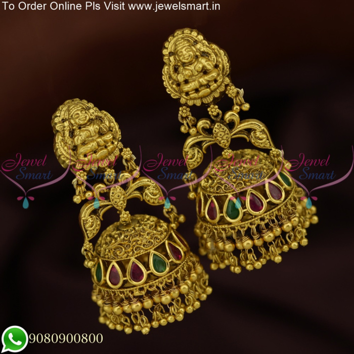 Buy Fida Wedding Ethnic Gold Kundan Stone Red and Green Enamel Jhumka  Earring Online