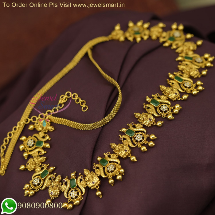 Timeless Temple Chain Vaddanam Designs: Antique Gold Bridal Jewelry H26366