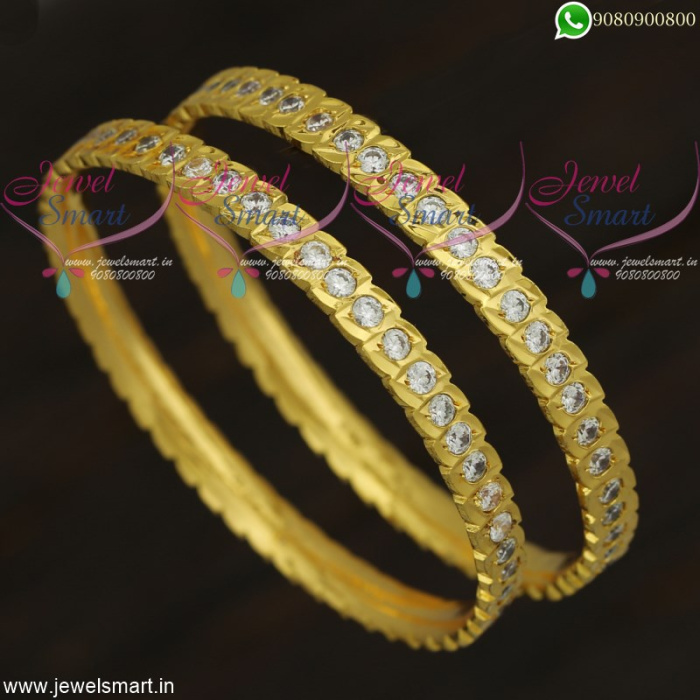 Eye Shape AD White Stone Gold Bangles Design Imitation Jewellery Online ...