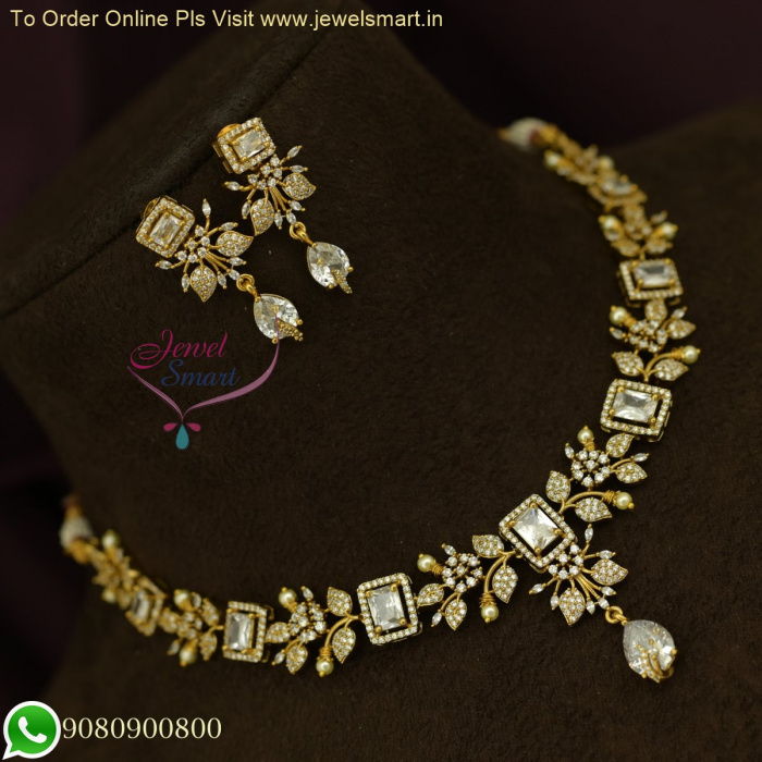 White stones gold necklace designs discount