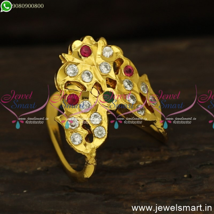 22K Gold Vanki Ring with Cz & Color Stones - 235-GVR431 in 4.800 Grams