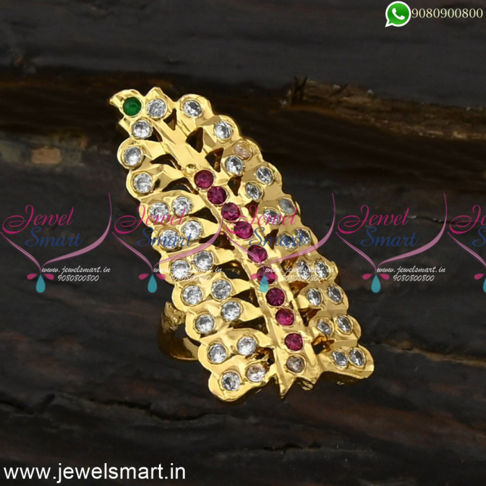 Buy Green Embellished Cubic Zirconia Diamonds Ring by Janvi Sachdeva Design  Online at Aza Fashions.