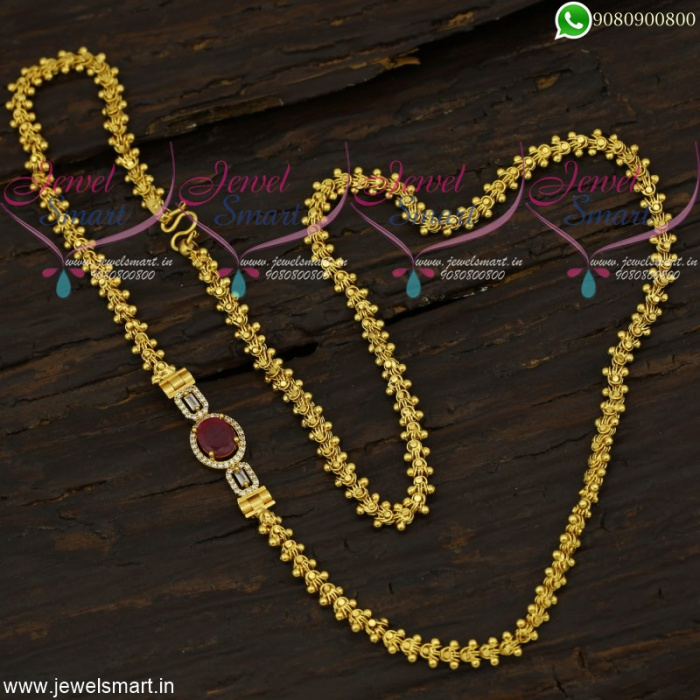 Gold Chain Design With 1 Gram CZ Stone Mugappu Artificial