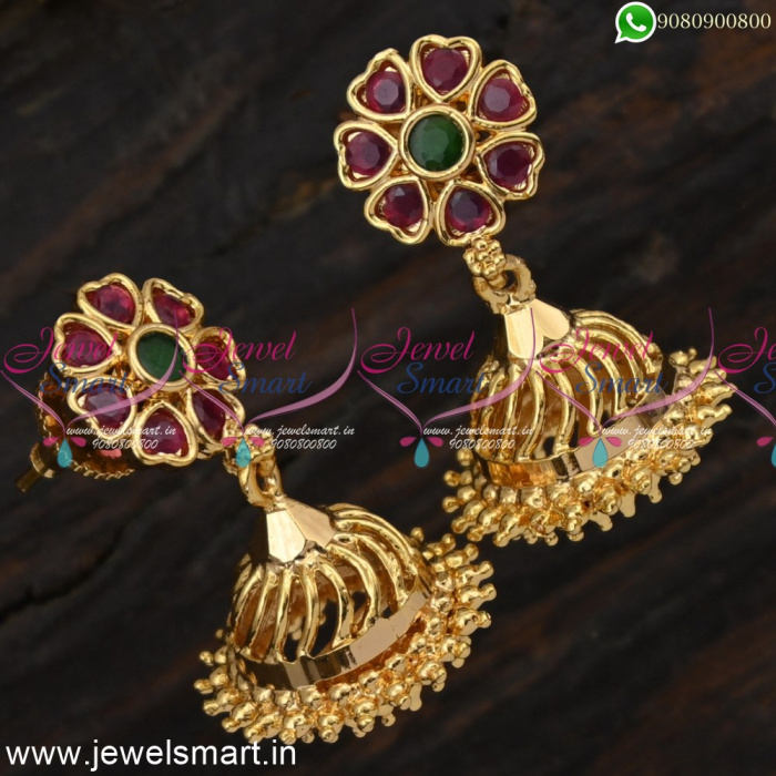 5 Pcs Combo Indian 22K Gold Plated Chain Jhumka Bridal Bead Jhumki Earrings  Set | eBay