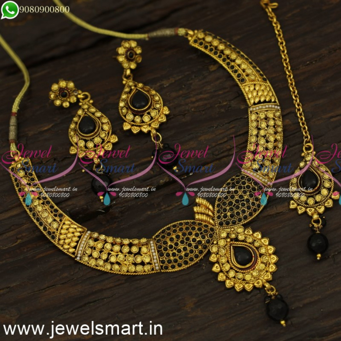 Black and gold necklace fashion jewelry deals