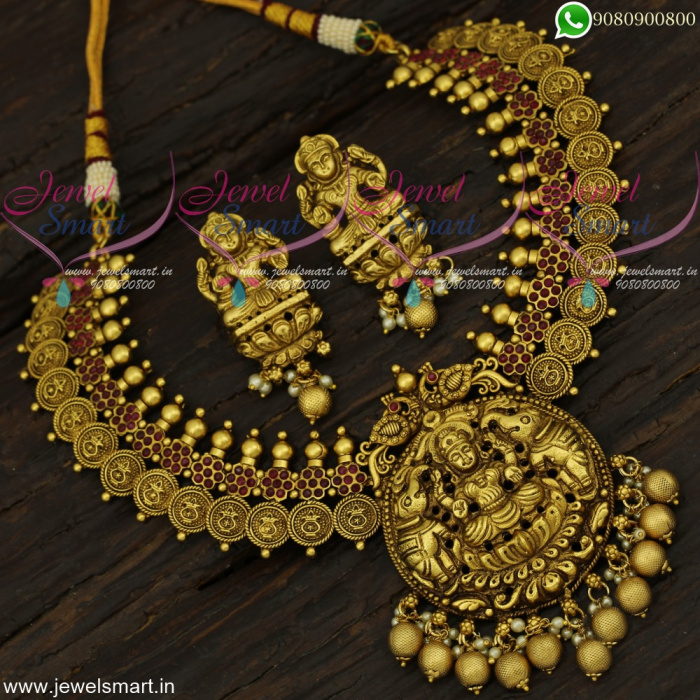 Wonderful Latest Gold Necklace Designs Divine Pot Antique Temple Jewellery  Online NL22275