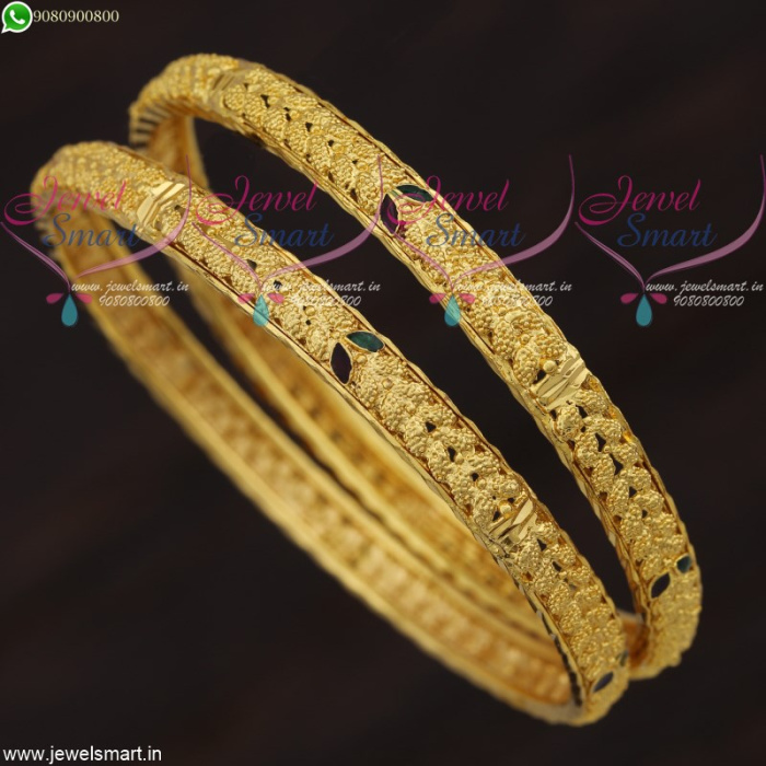 Leaf Design Gold Plated Bangles For Daily Wear South Indian Imitation ...