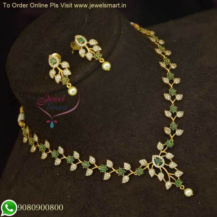 Nature s Elegance Leaf and Flower Antique Gold Necklace Designs Lowest Prices Online in Trending Jewelry NL26246