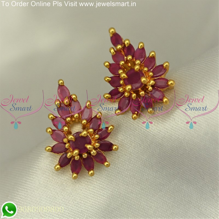 Stunning 2-Layer White CZ Stones Gold Earrings Design - Affordable  Artificial Design ER25885