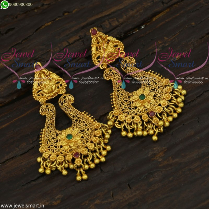 One Gram Gold Temple Jewellery Laxmi God Design Big Earrings Online ER21689