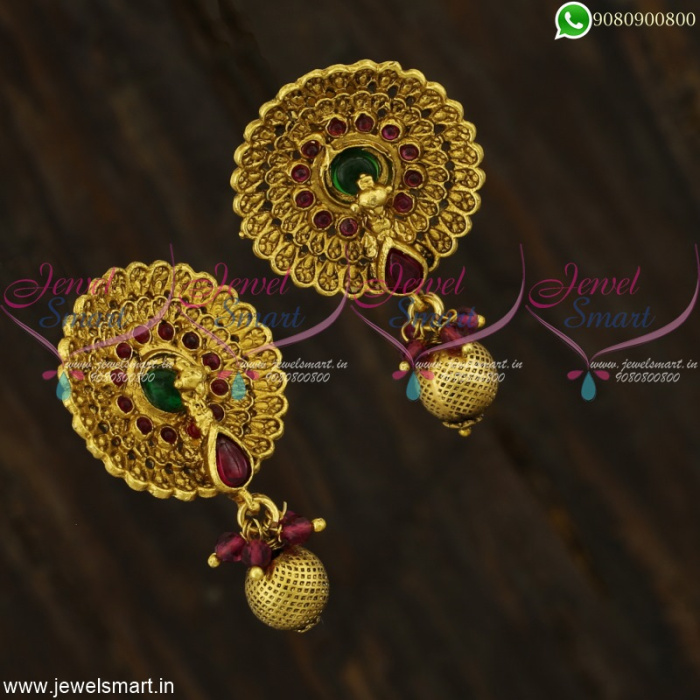 Metal Golden And Red Color Flower Design Earring With Gold Oxidize Peace,  Size: Size Free at Rs 110/pair in Delhi