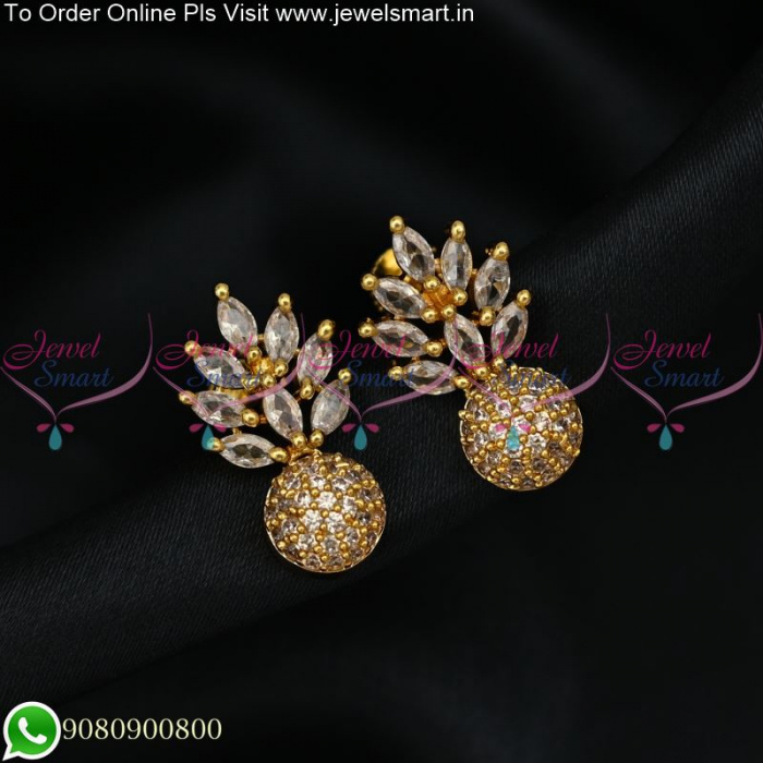 beautiful White stones studs earrings designs with weight // gold earrings  designs collections - YouTube