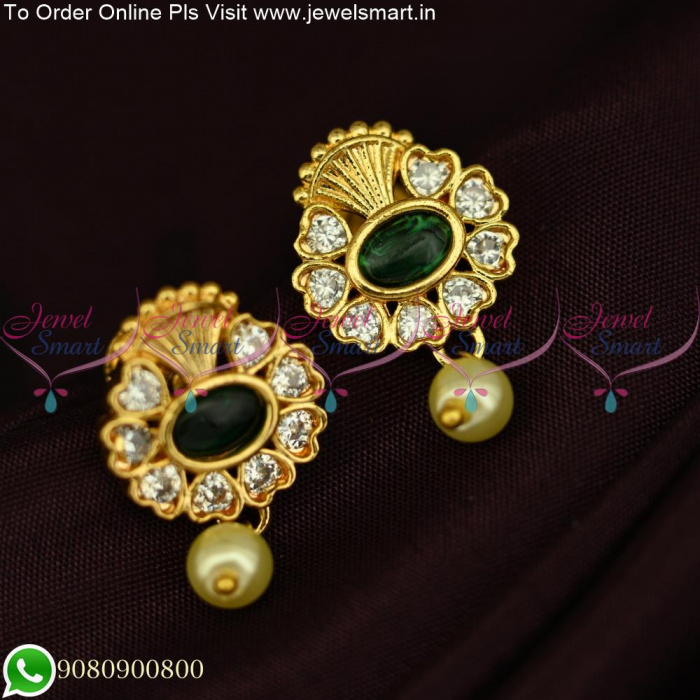 South Indian Stone Stud Earrings Popular Kal Thodu Designs Gold ...