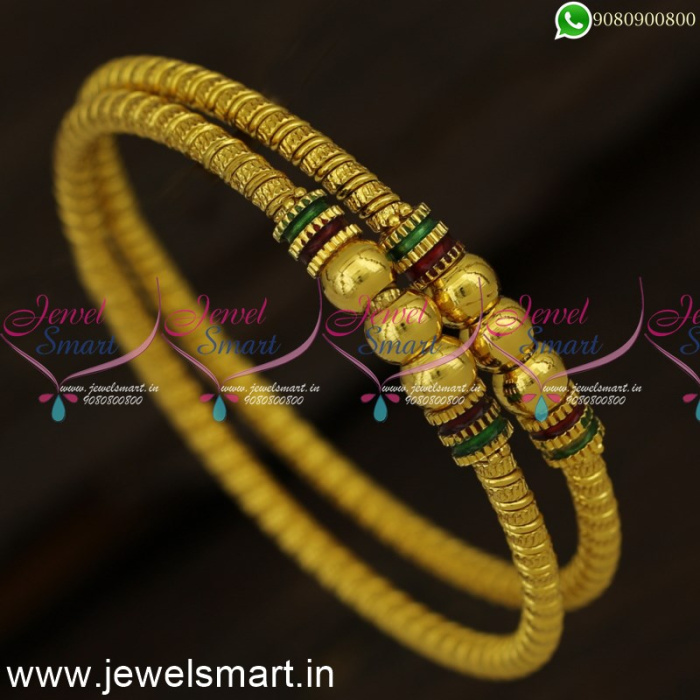 spring kappu valayal beads one gram gold bangles jewelsmart 24334
