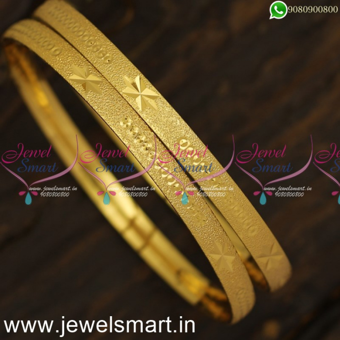 Stars and Dots Print Dull Look Gold Bangles Design Shop Online Daily ...