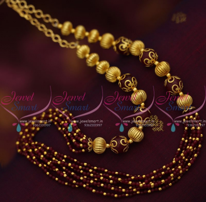 BM7614 Red Beads Golden Balls Handmade Beaded Fashion Jewellery