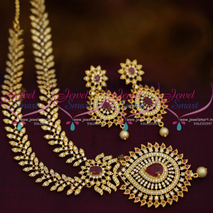 NL9079 Ruby White CZ Gold Design Imitation Jewellery Collections Latest Fashion JewelSmart.in