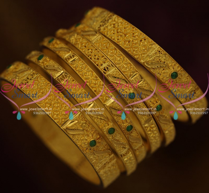 Gold stone bangles with weight top
