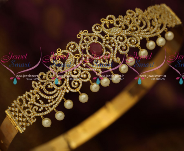 H9345 Medium Size Ruby CZ Gold Plated Girls Vaddanam Collections Latest Jewellery JewelSmart.in