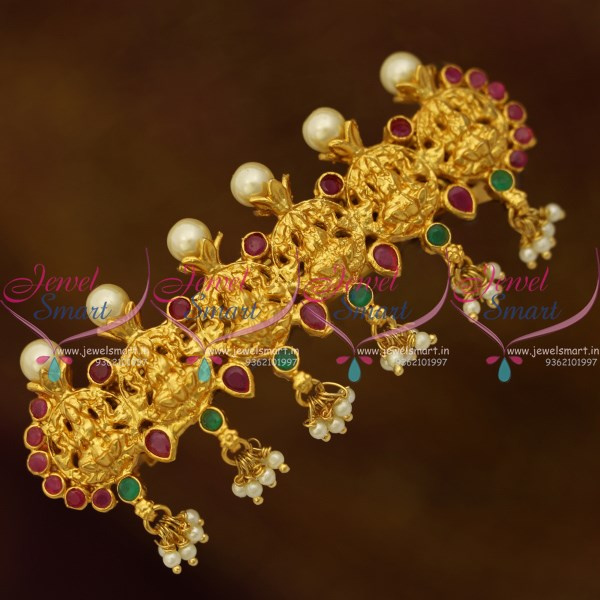 H10182 One Gram Gold Plated Round Shape Temple Hair Clip Pearls Latest  Ethnic Collections Online 