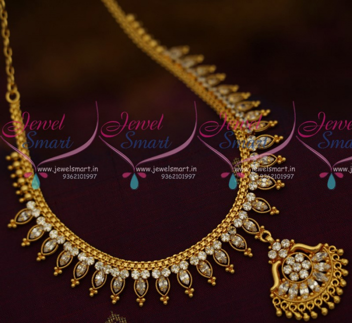 NL10594 AD White Marquise Stones Flexible South Indian Handmade