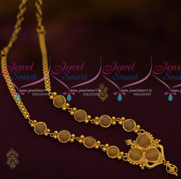 NL10599 Plain Gold South Indian Handmade Low Price Simple Design Short Necklace Daily Wear Jewellery JewelSmart.in